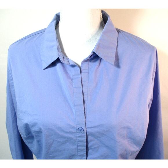 Worthington Women's Purple Long Sleeve Stretch Button Front Blouse Size 14 - Picture 2 of 9